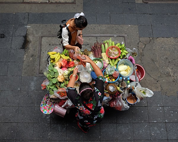 Fruit and vegetable vendor in Bangkok, Thailand